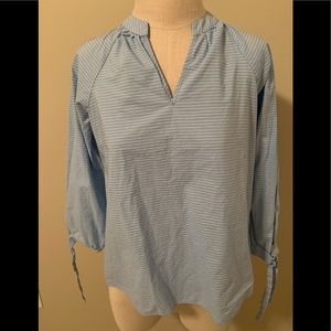 Madewell blue and white stripe blouse